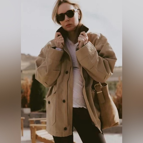 New Oversized Lightweight Canvas Barn Jacket with Corduroy Lapel Collarl - Picture 1 of 7